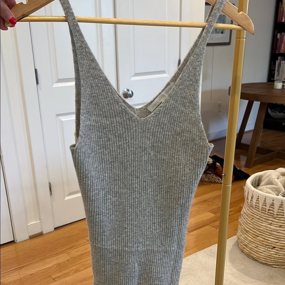 Naked Cashmere Gray Ribbed 100% Cashmere Tank